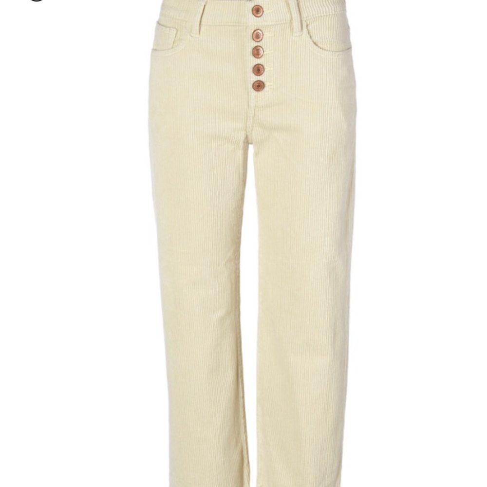 Cabi Jeans | Palm Beach Crop Cream Corduroy Pants with Button Detail Size 12